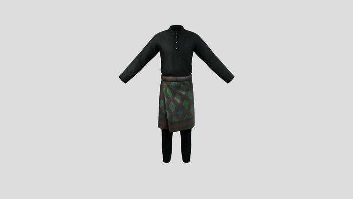 Black Baju Melayu 3D Model