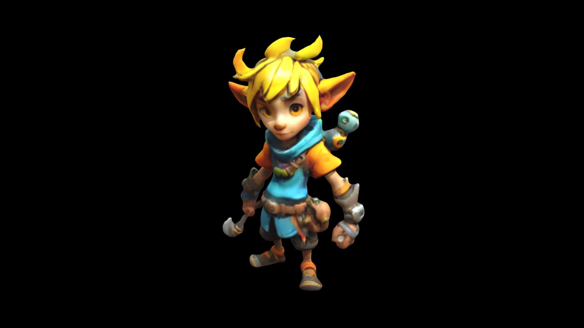 a cartoon character with yellow hair and a ha - Download Free 3D model ...