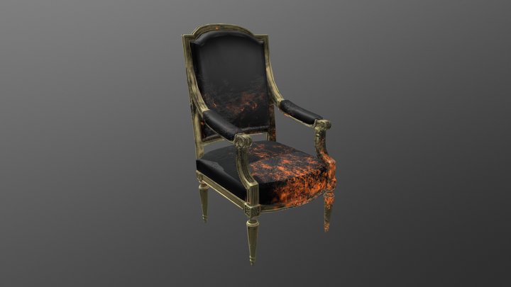 Low-Poly Baroque Chair 3D Model