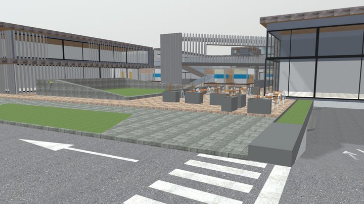 Plaza Comercial y Bodegas Industriales 3D Model