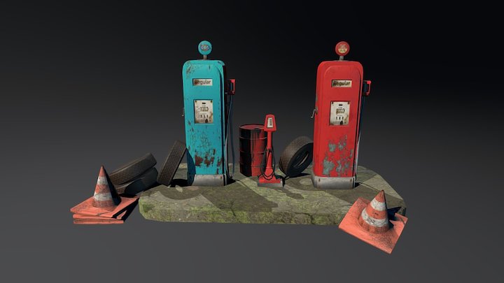 gas station assets 3D Model