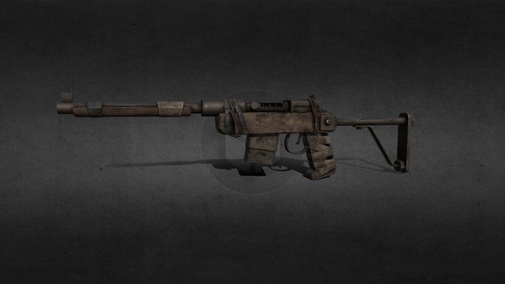 Semi Auto Rifle - Rust (LowPoly) 3D Model
