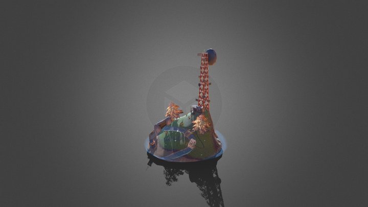 Radio Tower on the Scottish Coast 3D Model