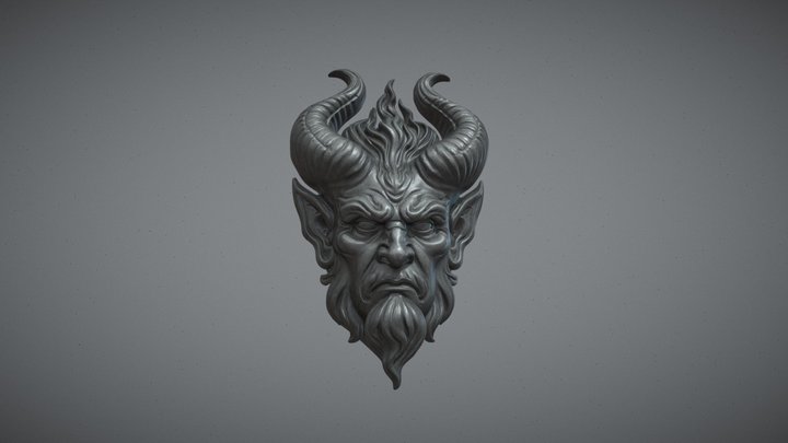 Demon Head Relief Doom 3J 3D Model