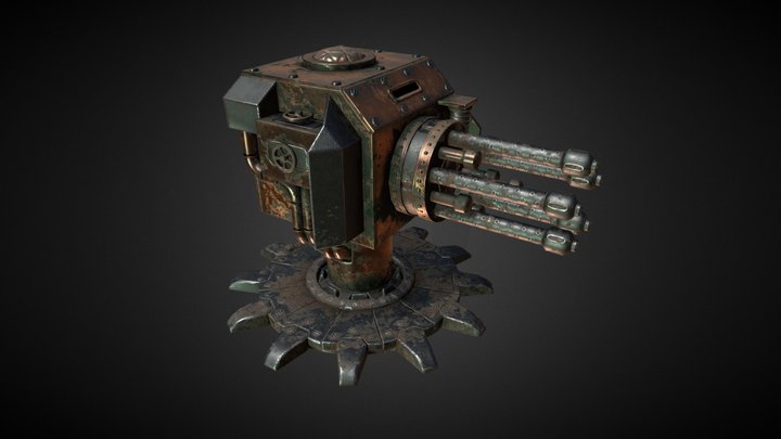 Steampunk Gatling Turret 3D Model