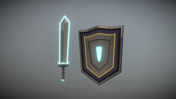 Sword And Shield Blue 3D Model