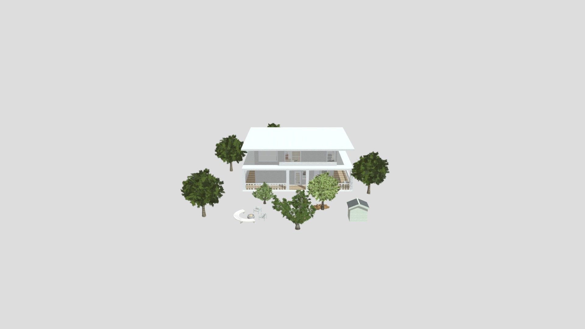 Decorated Large White Home.