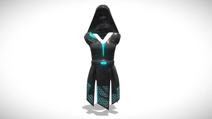 Cyberpunk Girl Hacker Suit - light blue ハッカースーツ 3D Model