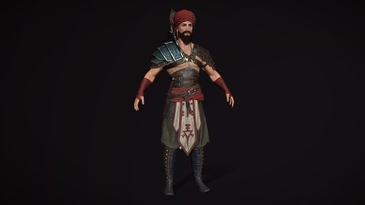 Barbarian Real-Time Game Character 3D Model