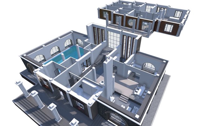 Big house top view plan 3D Model