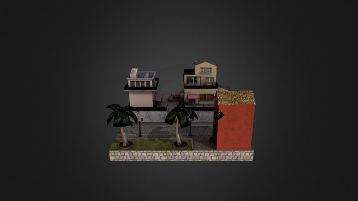 LowPoly CityScene - Joselito Verschaeve - 1DAE14 3D Model