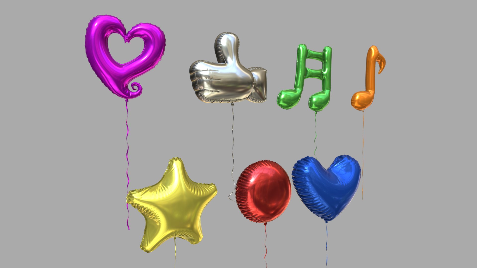 3D model foil helium balloon - This is a 3D model of the foil helium balloon. The 3D model is about diagram.