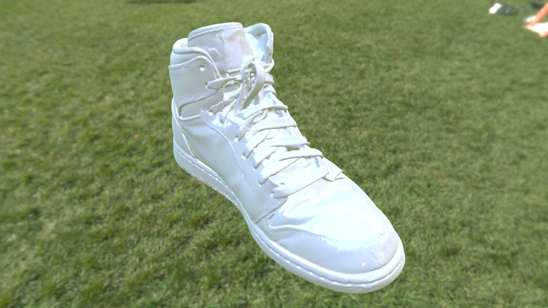 3D model Sneakers - This is a 3D model of the Sneakers. The 3D model is about a white shoe on grass.