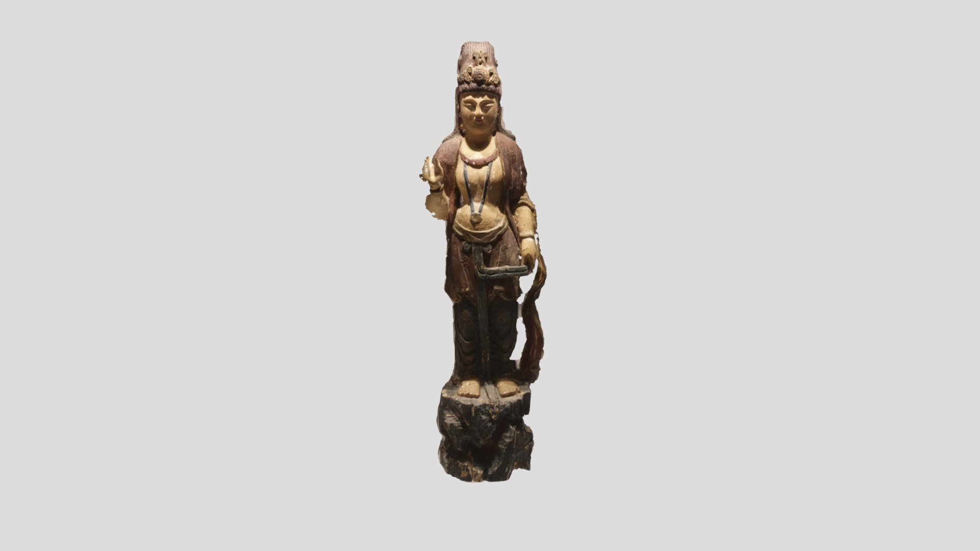 Chinese statue of a Bodhisattva — Sketchfab embed 3D viewer