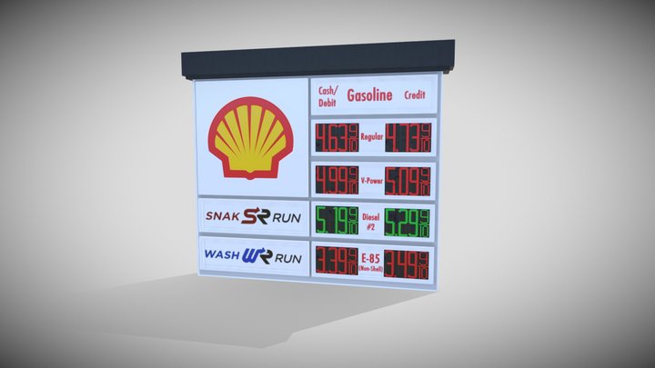 Shell Gas Station Sign 3D Model