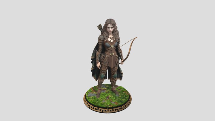 Female Elf Ranger Archer 3D Model