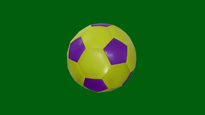 Yellow and Purple Soccer Ball (new) 3D Model