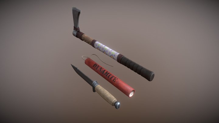 Old Weapons Pack | Axe, Knife and Dynamite – Free 3D Model STL