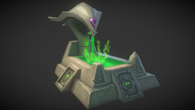 Snake Fountain Stylized 3D Model