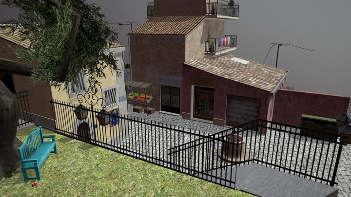 Low Poly Cityscene Castiglione Di Sicilia 3D Model