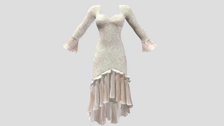 Female Edwardian Lace Swan Dress 3D Model