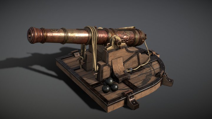 Ship/Fortress Cannon 3D Model