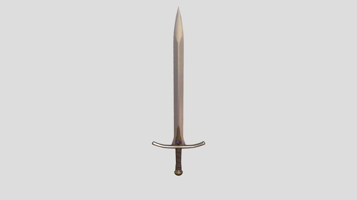 Medieval sword with crystal 3D Model