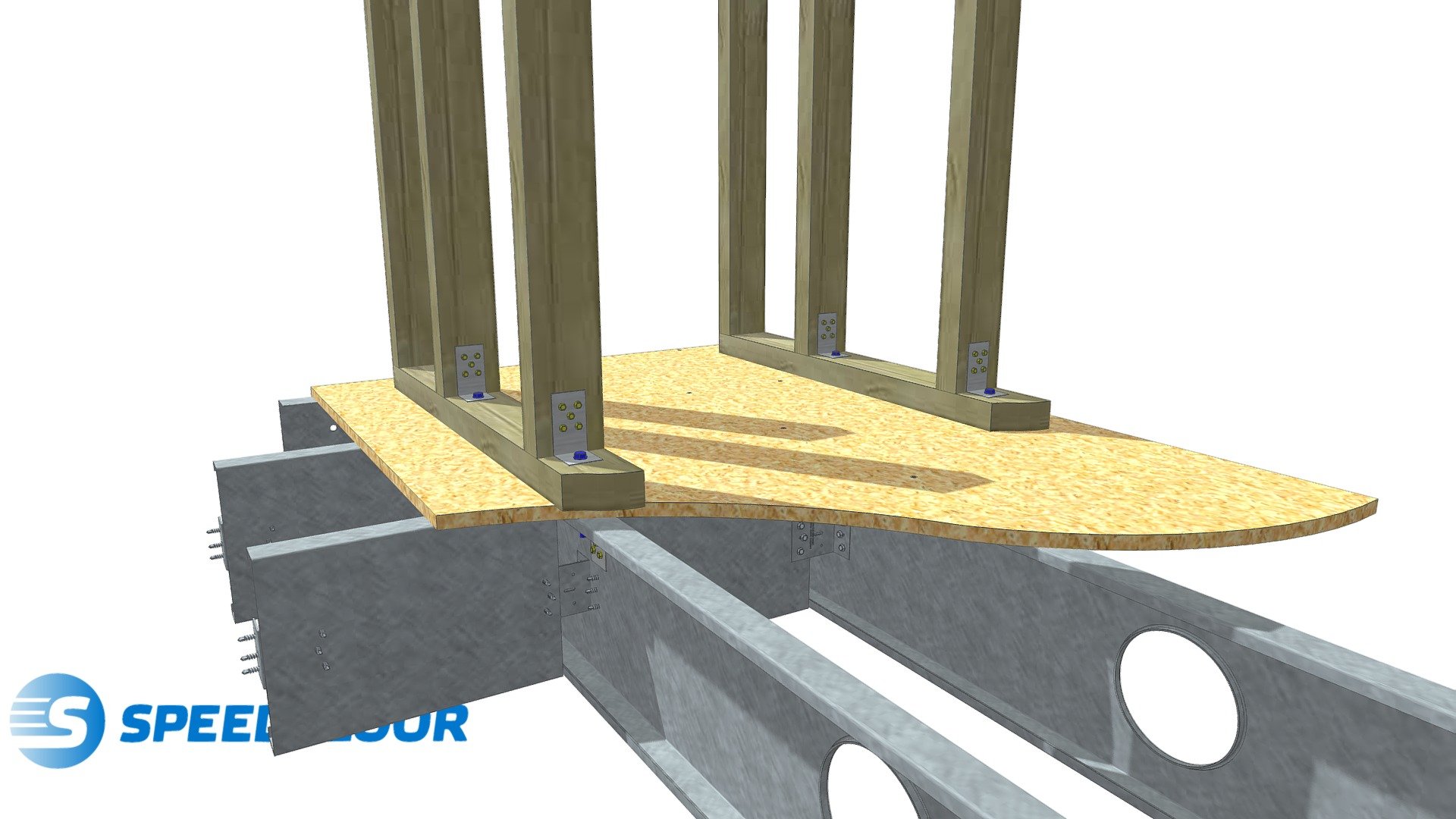SPEEDFLOOR­® Steel Joist Int Wall Bracket Detail — Sketchfab embed 3D viewer