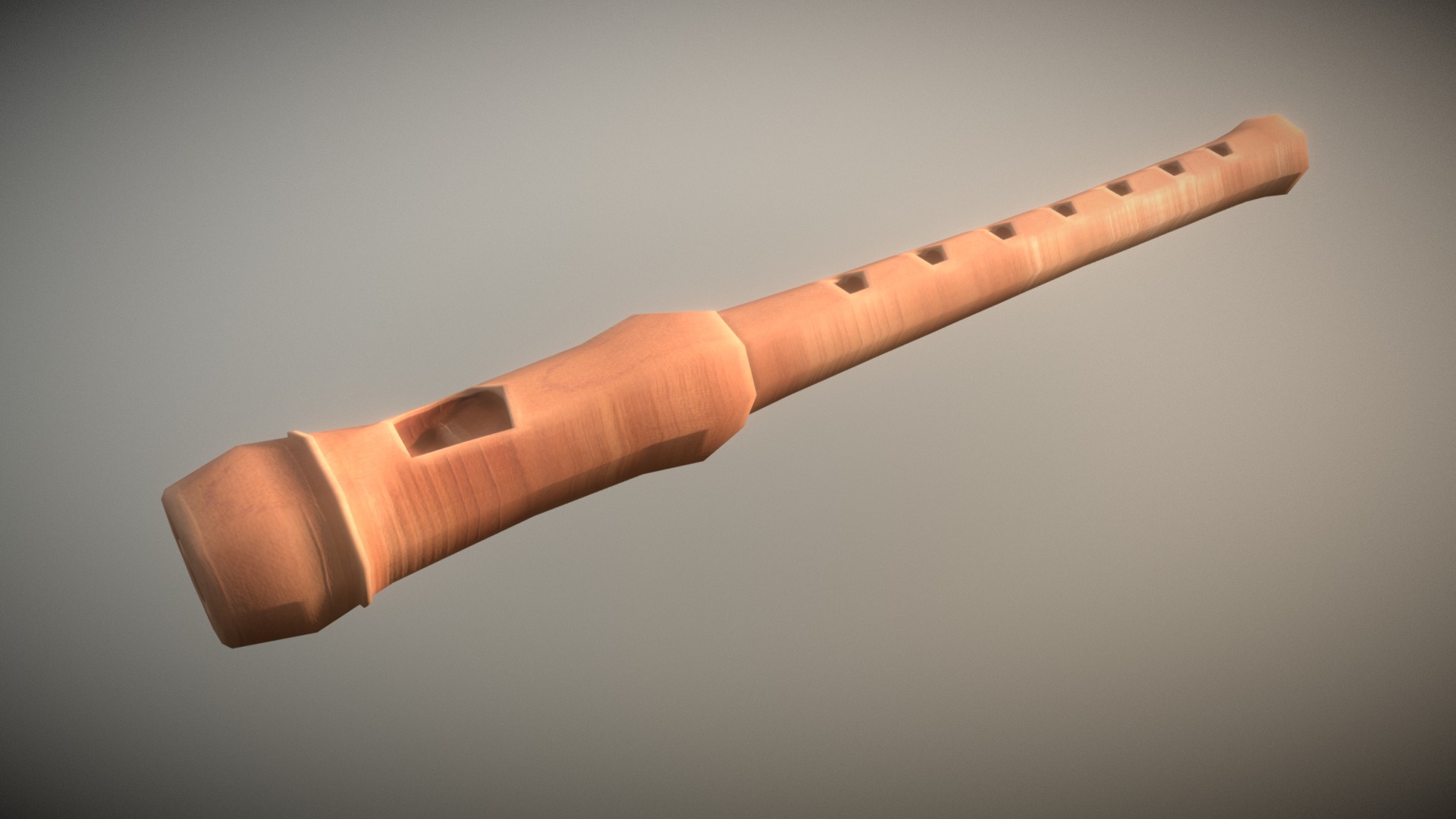 3D model Game Ready Flute Wooden 2 Low Poly - This is a 3D model of the Game Ready Flute Wooden 2 Low Poly. The 3D model is about a close-up of a wooden gavel.