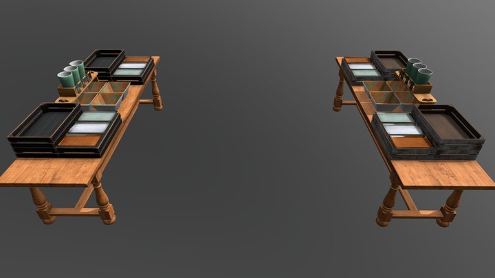Old Table For Super Box Crates 3D Model