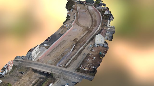 Flussbett mit Baustelle 3D Model