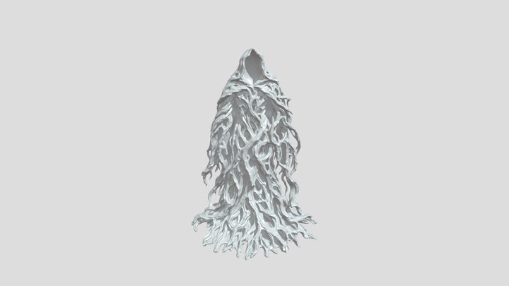 Hooded twisted root-covered humanoid figure