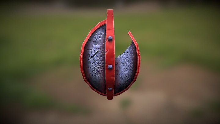 Broken Red Rimmed Shield 3D Model