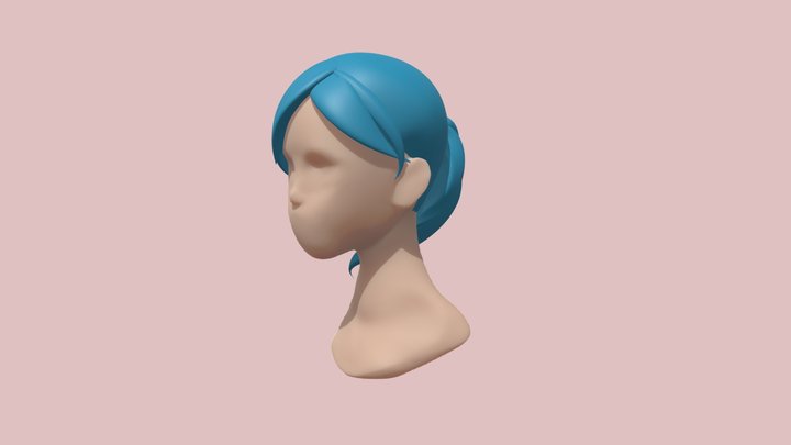 Stylized hair (practice) 3D Model