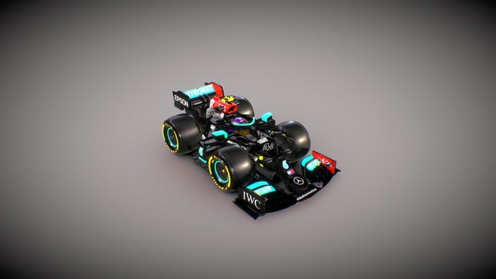2021 Mercedes W12 F1, 44 Lewis Hamilton 3D Model