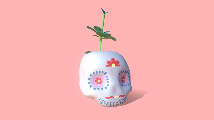Peperomia Skull Planter 3D Model