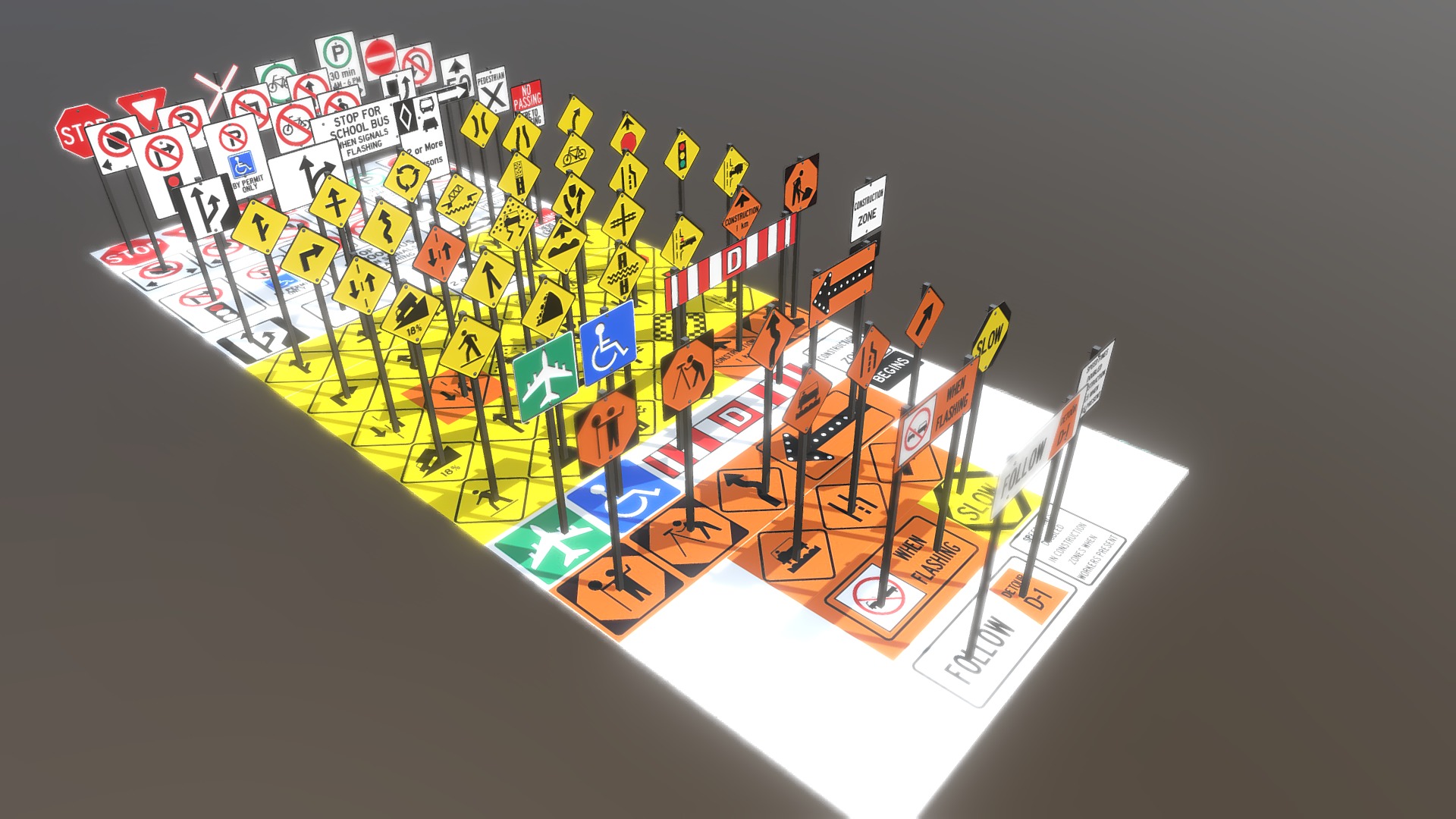 3D model Canadian Road Signs - This is a 3D model of the Canadian Road Signs. The 3D model is about engineering drawing.