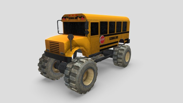 School bus monster truck 3D Model