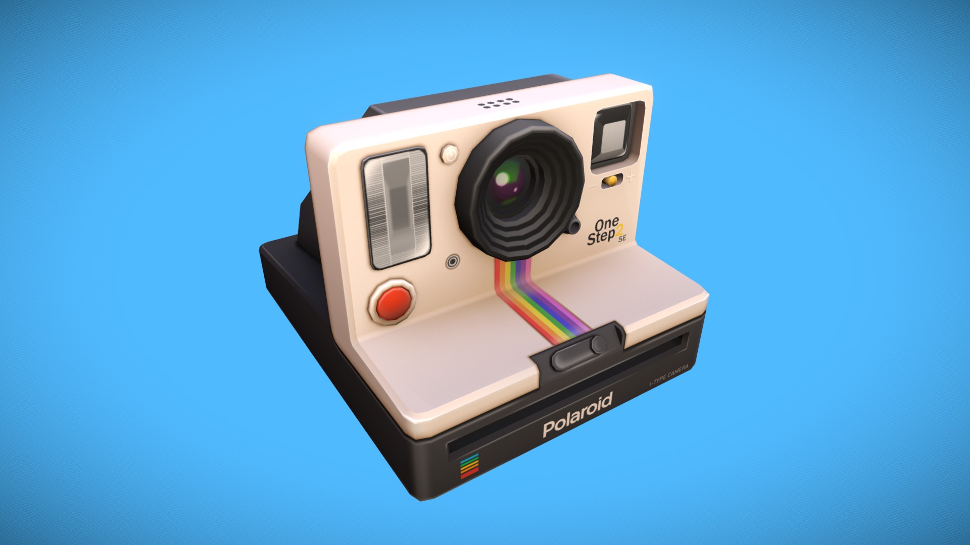 3D model Polaroid OneStep 2 Camera - This is a 3D model of the Polaroid OneStep 2 Camera. The 3D model is about a camera with a blue background.