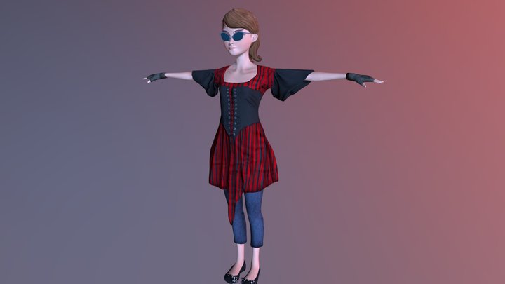 Toon Female Character 3D Model