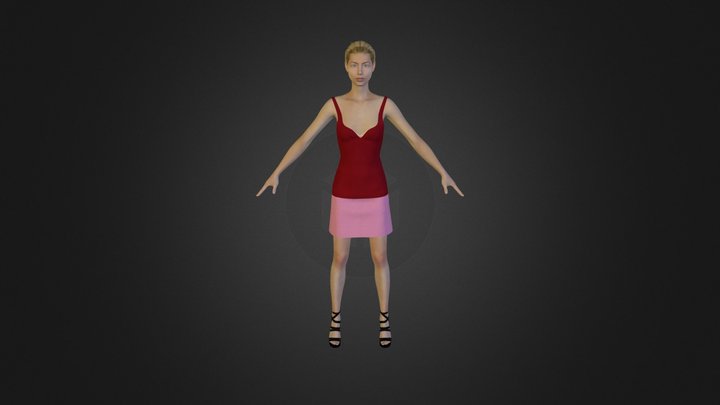 Top Red - Skirt Pink 3D Model