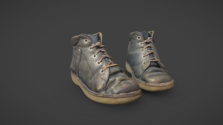 80´s Baby Leather Shoes 3D Scan 3D Model