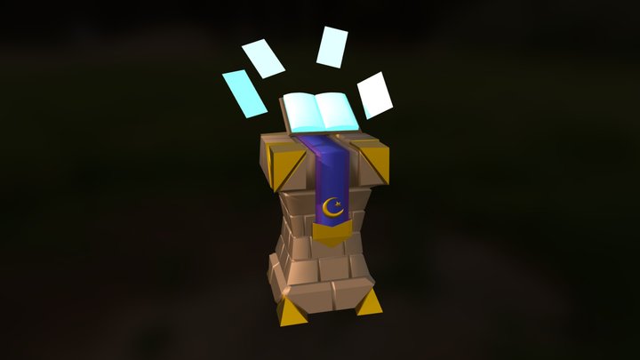 Low-poly Magic Book Altar 3D Model