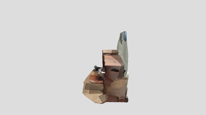 old television with wood cage 3D Model