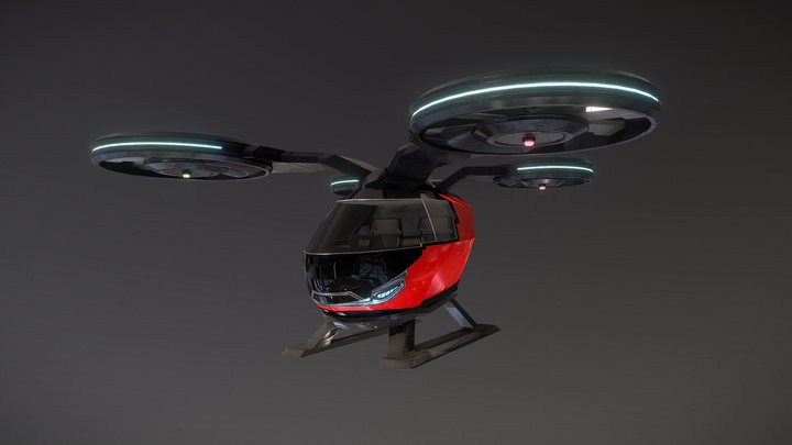 Animated Taxi Drone 3D Model | AR and VR Ready 3D Model