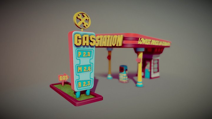 Moovie Toons - Gas station 3D Model