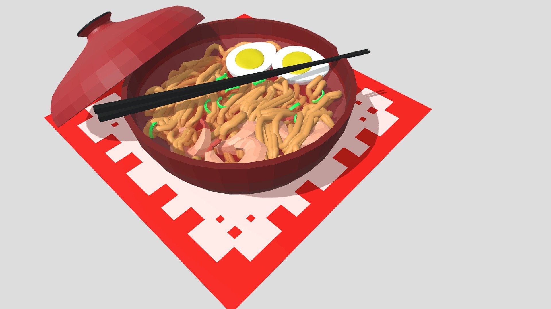 Lowpolly shrimp ramen bowl