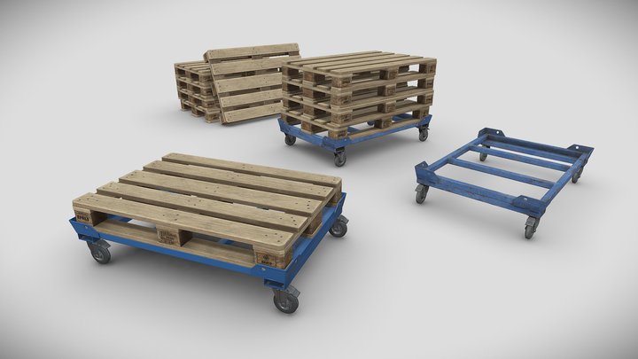 Euro Pallet Trolley 3D Model