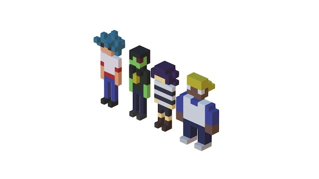 Gorillaz Voxel Art 3D Model