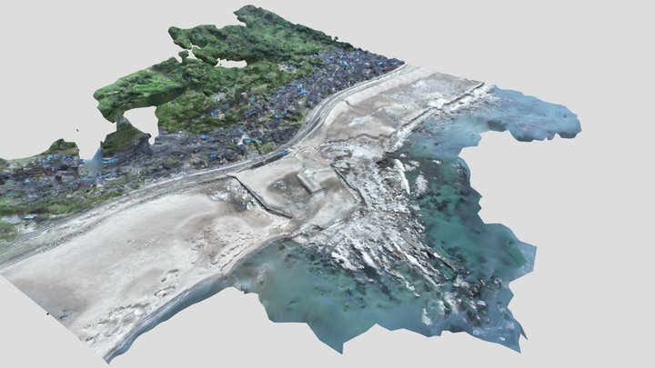 Kuroshima fishing port uplifted by earthquake 3D Model